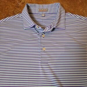 Peter Millar Summer Comfort Polo Shirt Men Large Purple Striped Performance Golf
